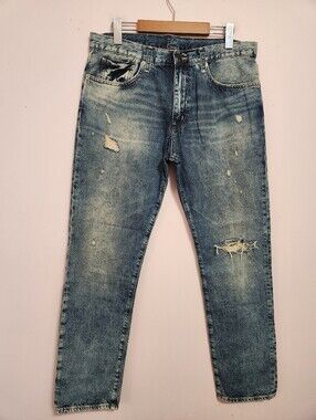 Denim & Supply Ralph Lauren Y2K Grunge Distressed Boyfriend Jeans Acid Wash 28